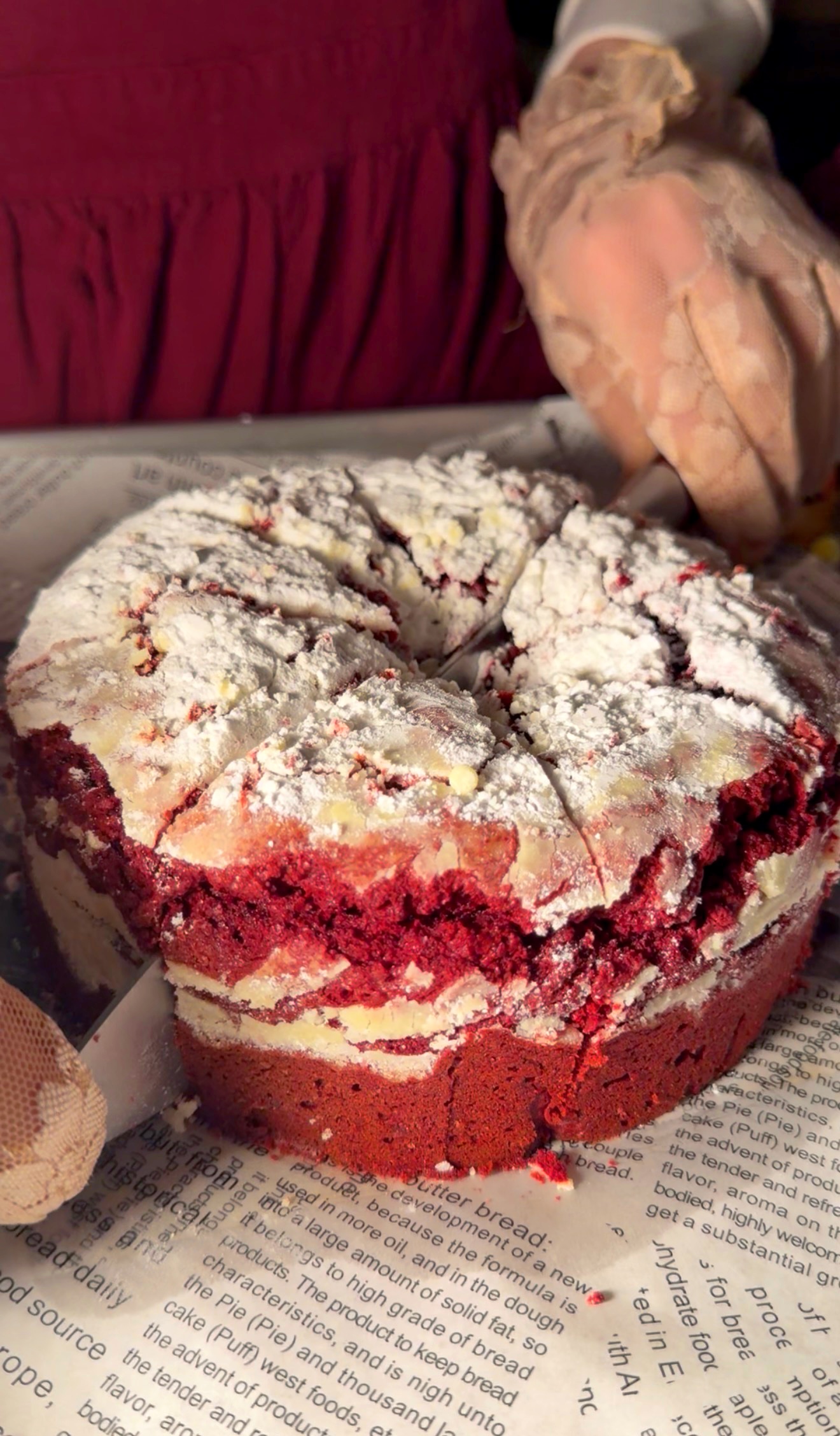 Giant Fudge-Stuffed Red Velvet Cookie Cake