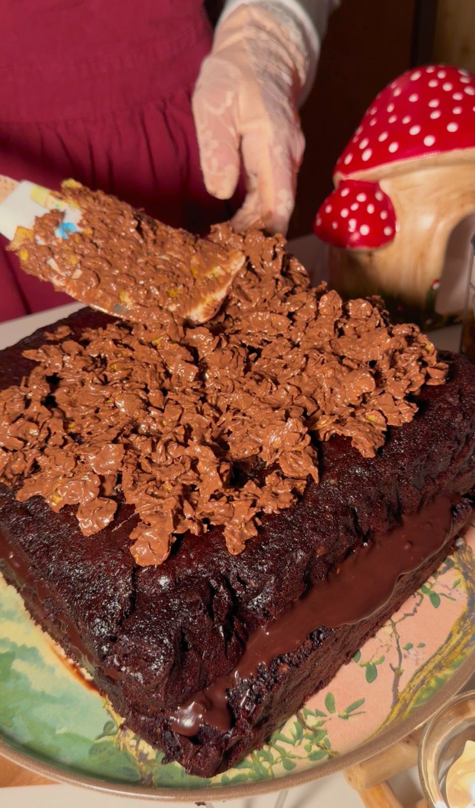 Triple Chocolate Crackle Crunch Cake